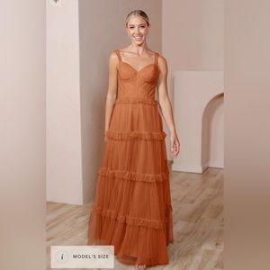 Revelry Sloane Tulle Bridesmaid Dress in Rust - size 6, petite length